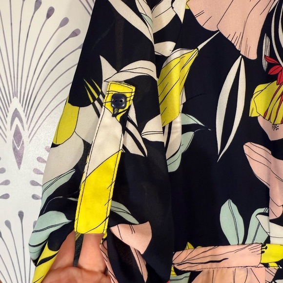 Maison Jules Yellow and Pink Wrap Tie Front Romper - Picture 6 of 8